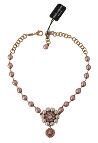 Thumbnail for Elegant Gold Crystal Floral Statement Necklace