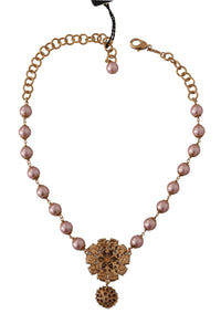 Thumbnail for Elegant Gold Crystal Floral Statement Necklace