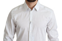 Thumbnail for Elegant Striped Gold Dress Shirt