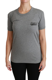 Thumbnail for Chic Gray Amore Patch Crewneck Tee