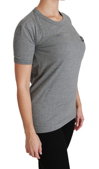 Thumbnail for Chic Gray Amore Patch Crewneck Tee