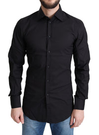Thumbnail for Black Cotton Blend Formal Dress Shirt