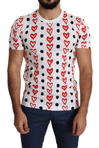 Thumbnail for Chic White Cotton Tee with Heart Print