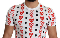 Thumbnail for Chic White Cotton Tee with Heart Print