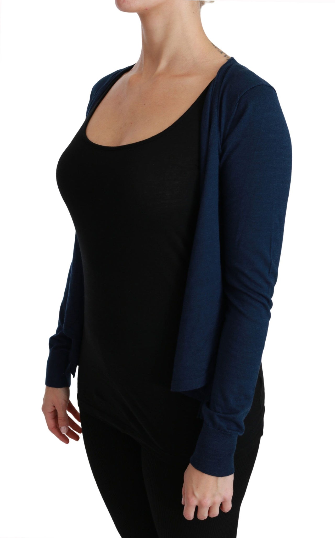 Elegant Blue Cashmere-Silk Cardigan