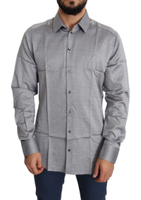 Thumbnail for Elegant Gray Slim Fit Cotton Dress Shirt