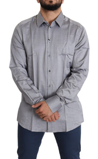 Thumbnail for Elegant Gray Slim Fit Cotton Dress Shirt