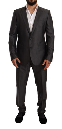 Thumbnail for Elegant Gray Martini Slim Fit Silk-Wool Suit