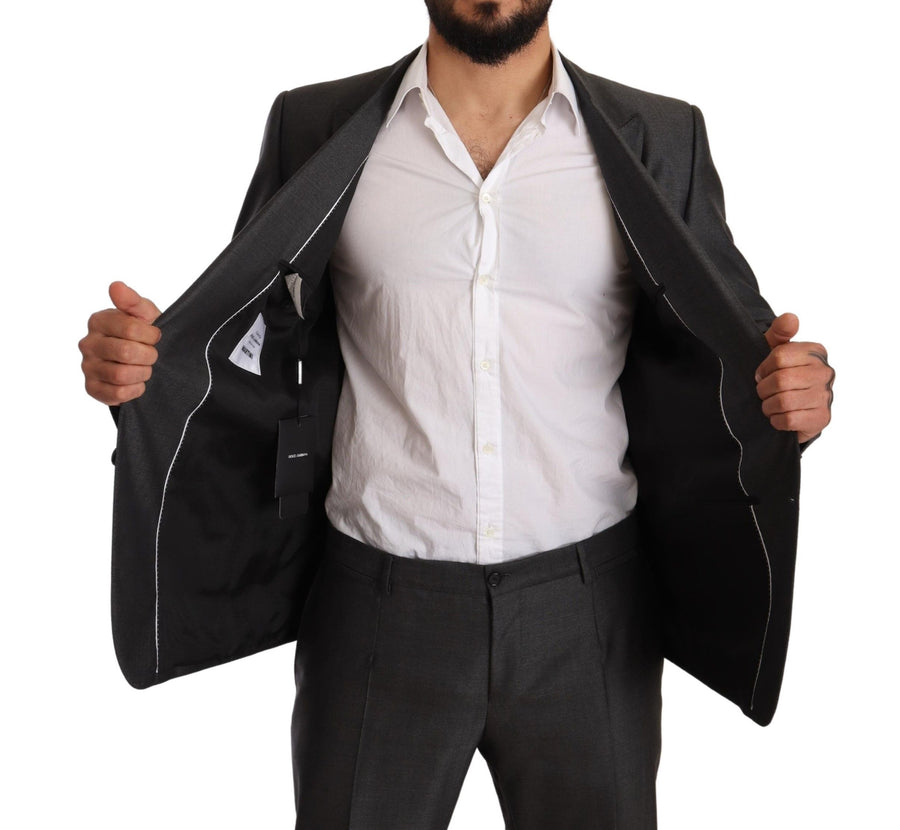 Elegant Gray Martini Slim Fit Silk-Wool Suit