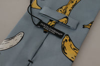 Thumbnail for Elegant Blue Banana Print Silk Tie