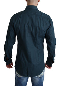 Thumbnail for Elegant Blue Ruffled Tuxedo Shirt