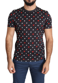 Thumbnail for Chic Gray Cotton T-Shirt with Heart Prints