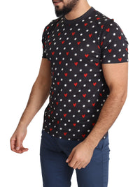 Thumbnail for Chic Gray Cotton T-Shirt with Heart Prints