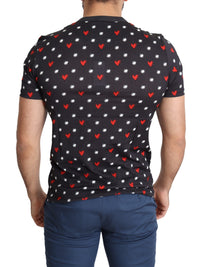 Thumbnail for Chic Gray Cotton T-Shirt with Heart Prints