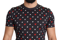 Thumbnail for Chic Gray Cotton T-Shirt with Heart Prints