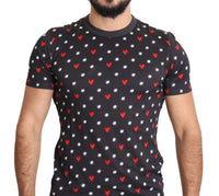 Thumbnail for Chic Gray Cotton T-Shirt with Heart Prints