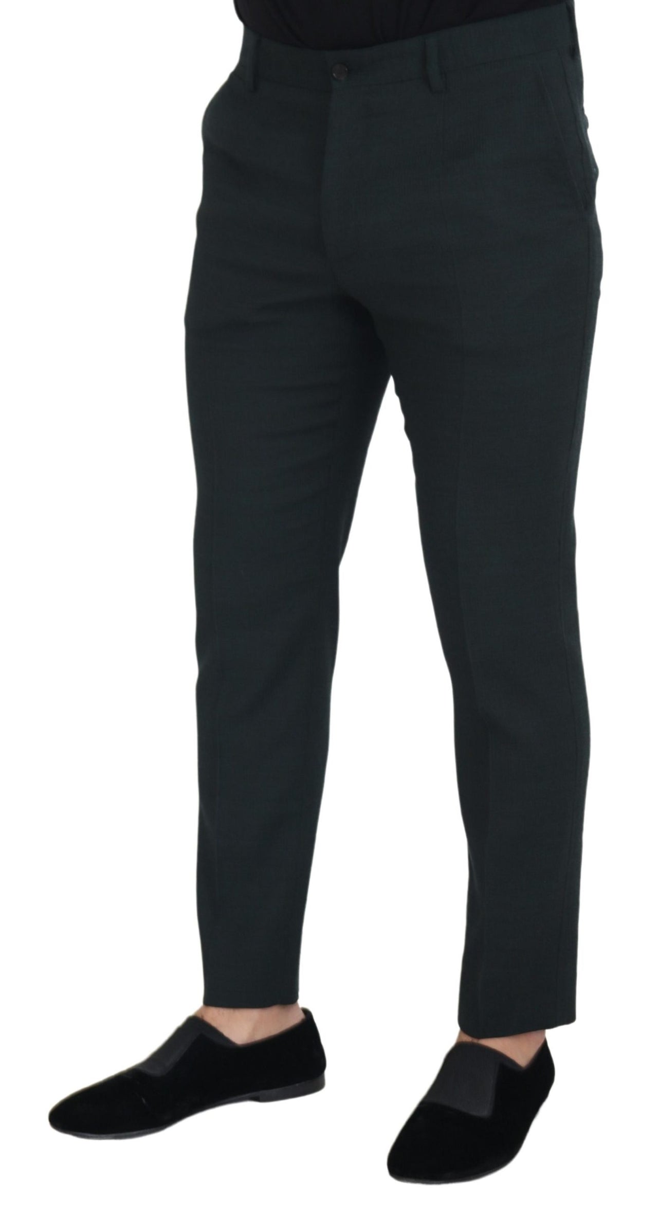 Blue Wool Slim Fit Formal Pants