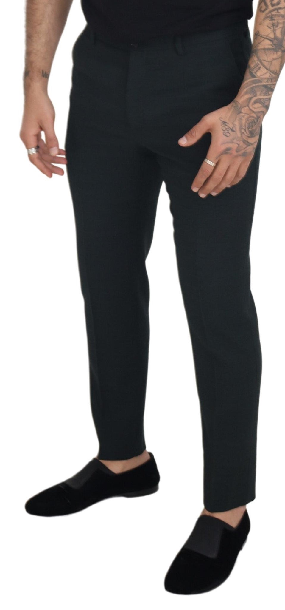 Blue Wool Slim Fit Formal Pants