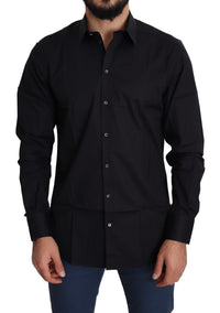 Thumbnail for Elegant Black Cotton Stretch Dress Shirt