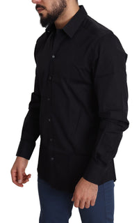 Thumbnail for Elegant Black Cotton Stretch Dress Shirt