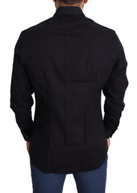 Thumbnail for Elegant Black Cotton Stretch Dress Shirt