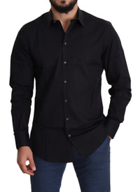 Thumbnail for Elegant Black Cotton Stretch Dress Shirt
