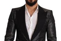 Thumbnail for Metallic Gray Jacquard Slim Fit Blazer