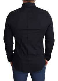 Thumbnail for Sleek Black Slim Fit Cotton Stretch Dress Shirt
