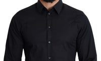 Thumbnail for Sleek Black Slim Fit Cotton Stretch Dress Shirt