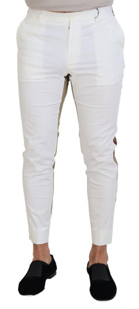 Thumbnail for Two-Tone White & Brown Chic Cotton Pants