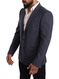 Thumbnail for Elegant Blue Wool Martini Blazer Jacket