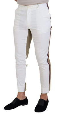 Thumbnail for Two-Tone White & Brown Chic Cotton Pants