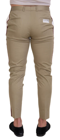 Thumbnail for Two-Tone White & Brown Chic Cotton Pants