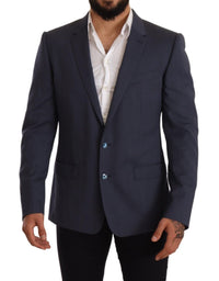 Thumbnail for Elegant Blue Wool Martini Blazer Jacket