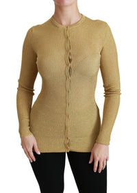 Thumbnail for Elegant Long Sleeve Gold Cardigan