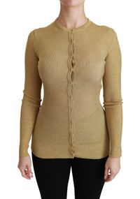 Thumbnail for Elegant Long Sleeve Gold Cardigan