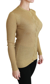Thumbnail for Elegant Long Sleeve Gold Cardigan