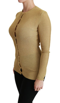 Thumbnail for Elegant Long Sleeve Gold Cardigan