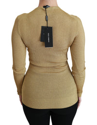 Thumbnail for Elegant Long Sleeve Gold Cardigan
