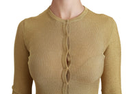 Thumbnail for Elegant Long Sleeve Gold Cardigan