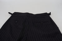 Thumbnail for Elegant Black Striped Wool Blend Trousers