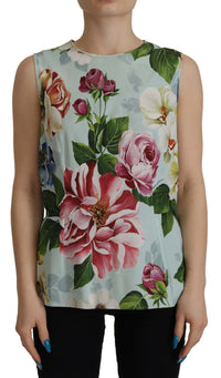 Thumbnail for Chic Round Neck Sleeveless Tank with Tropical Rose Print