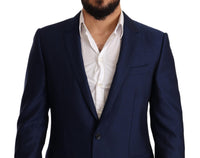 Thumbnail for Elegant Blue Virgin Wool Martini Blazer