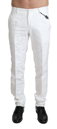 Thumbnail for White Brocade Jaquard Dress Trouser Pants