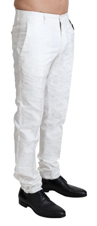 Thumbnail for White Brocade Jaquard Dress Trouser Pants