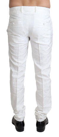 Thumbnail for White Brocade Jaquard Dress Trouser Pants