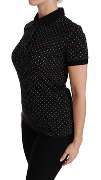 Thumbnail for Elegant Black Dotted Polo Shirt