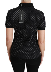 Thumbnail for Elegant Black Dotted Polo Shirt