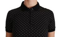 Thumbnail for Elegant Black Dotted Polo Shirt