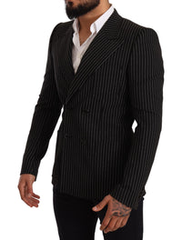 Thumbnail for Elegant Striped Wool Blazer with Silk Lining